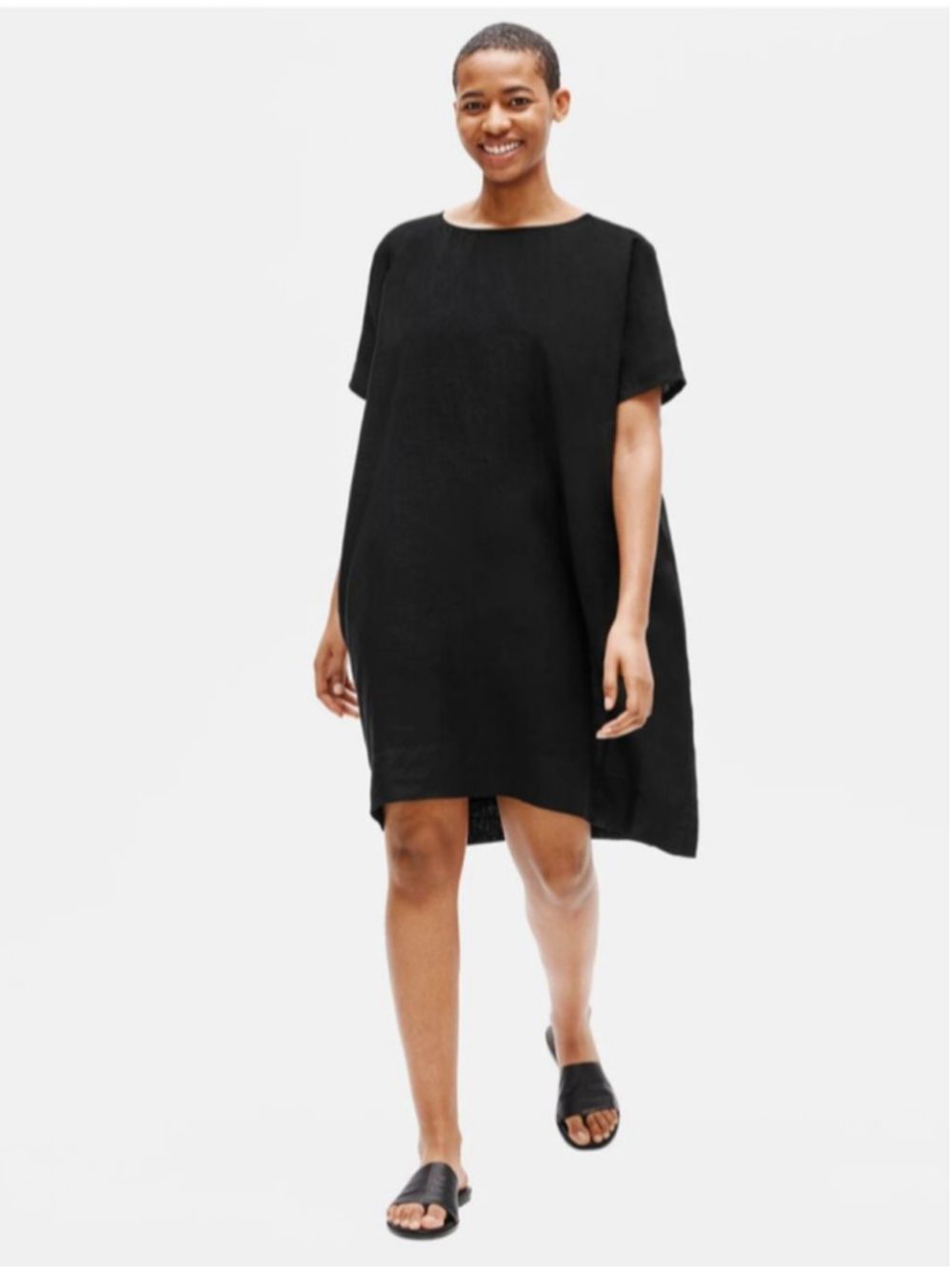 Eileen Fisher Black Oversized Midi Shift Dress